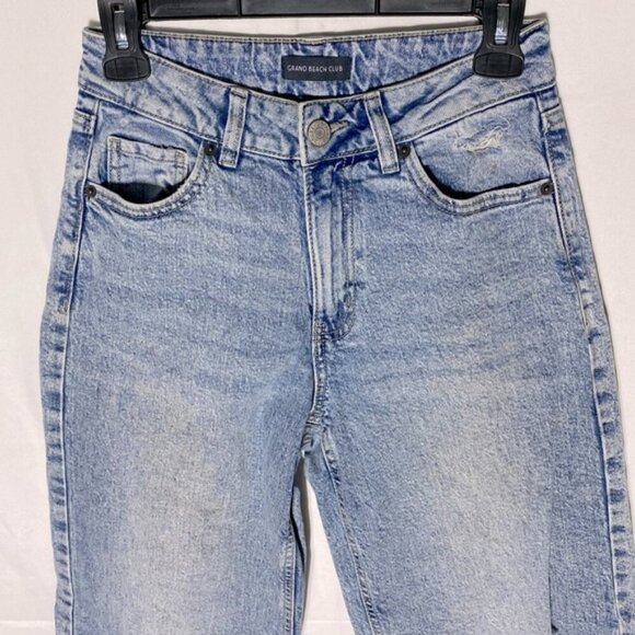 Grand Beach Club Light Wash Distressed High Rise Wide Leg Jeans 24 - Picture 8 of 13